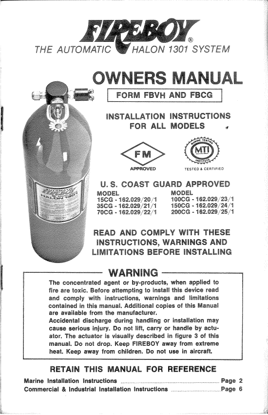  Fireboy  Halon 1301 System manual page 1