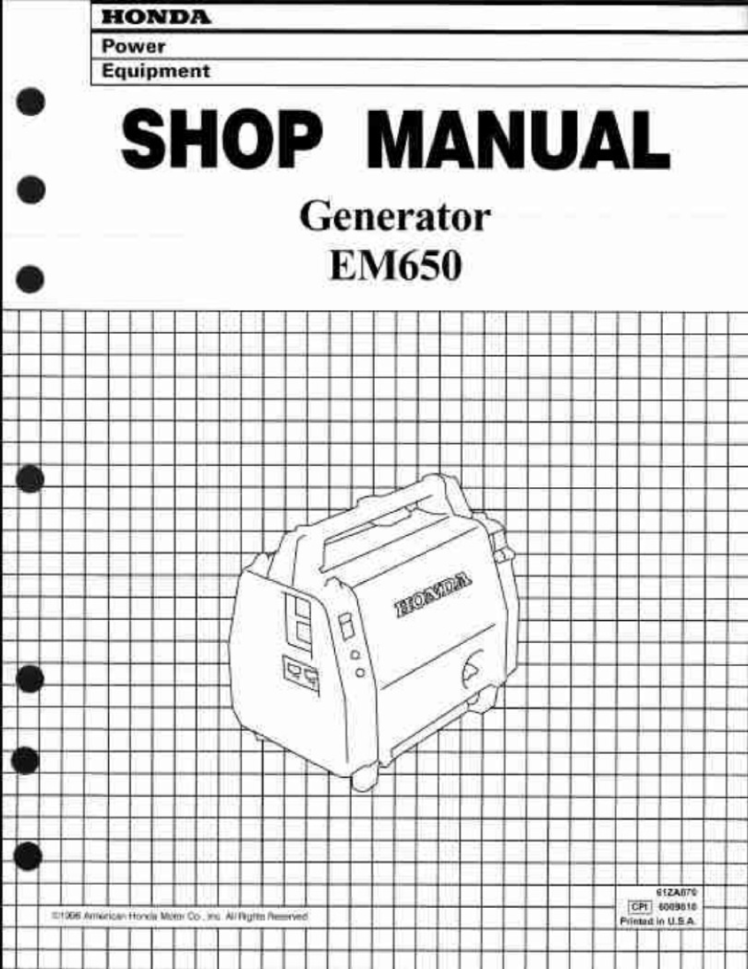  Honda Em650  Generator  Shop  Manual manual page 1