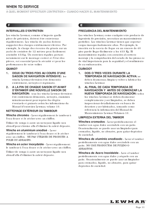 Lewmar Winch Service Manual
