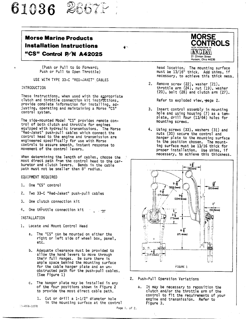  Morse  Engine  Control manual page 1