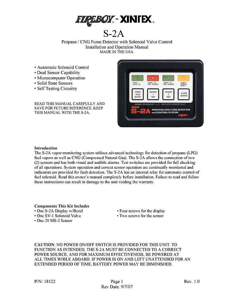 Xintex MS2 Gasoline & Propane Sensor RED for M1 MB1 M2A S1 S1A S2A Fume Detector 