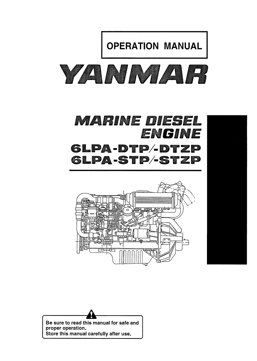 6lpa stzp:  Yanmar  Diesel  Sterndrive  Engine 315hp/232kw  Bravo 1  Owners  Manual manual page 1