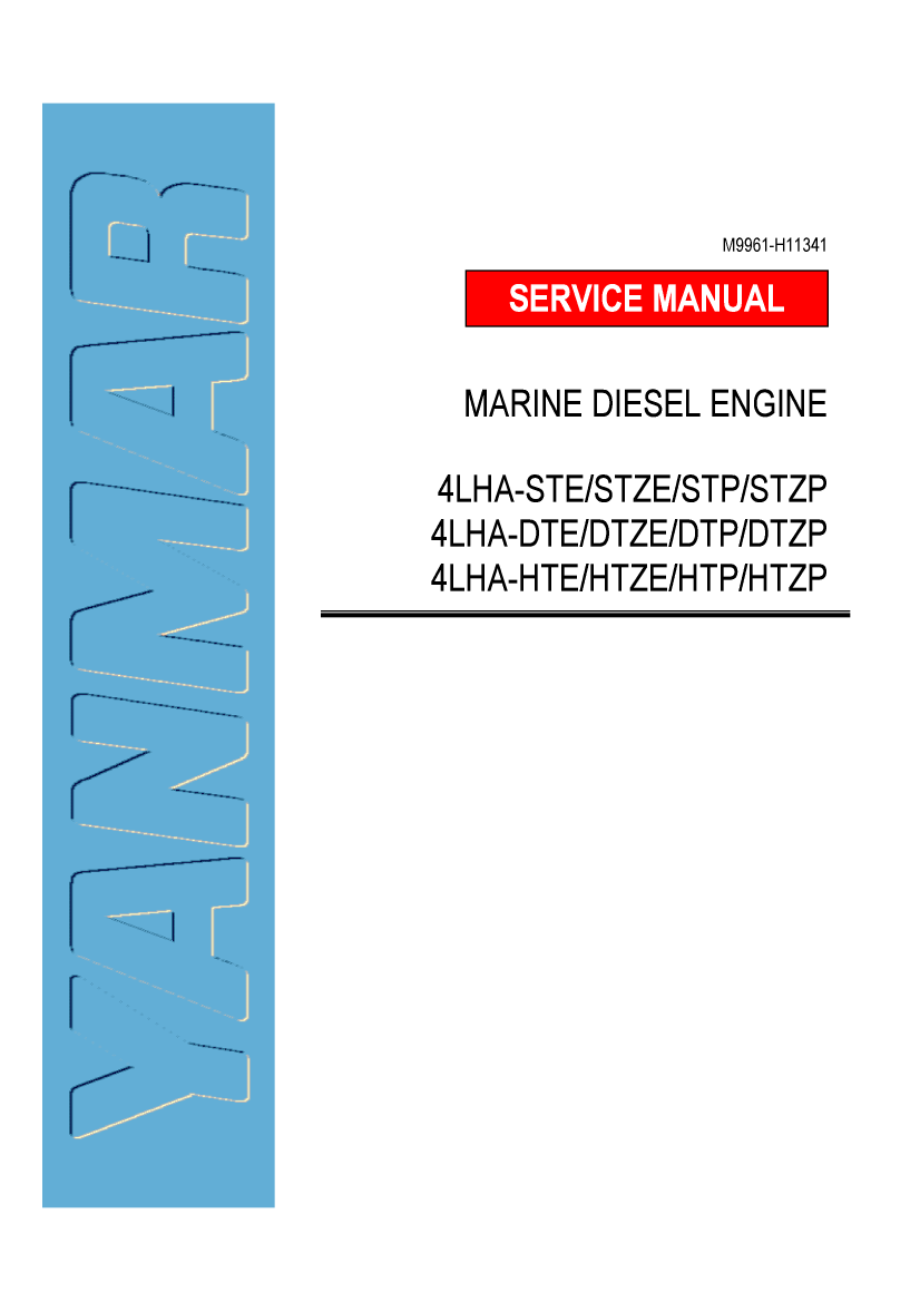 4lha stzp:  Yanmar  Diesel  Sterndrive  Engine 150hp/110kw  Bravo 1  Service  Manual manual page 1