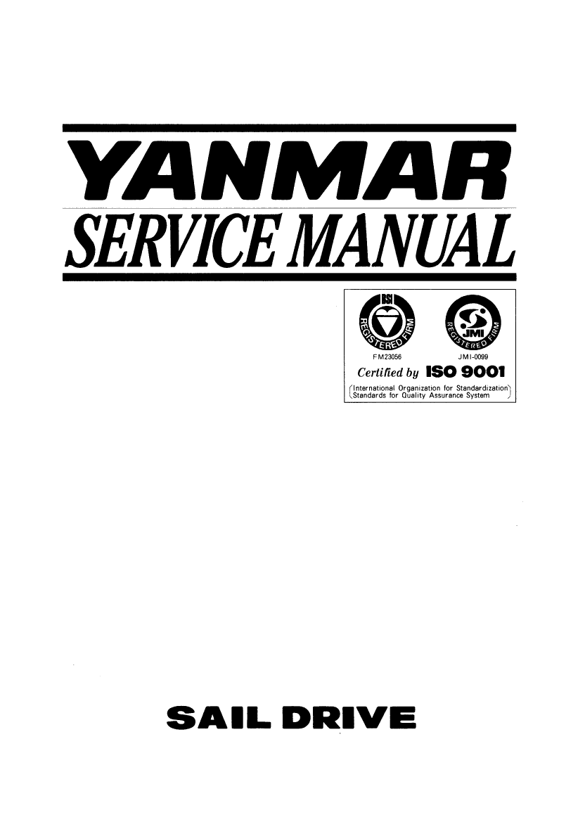 2ym15 sd:  Yanmar  Saildrive  Engine 14hp/10.3kw  Service  Manual manual page 1