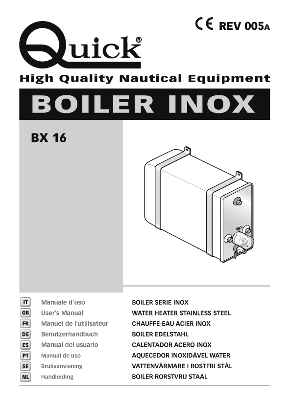  Quick Nautic Hot Water Heater Boilerbx16 Rev05a english manual page 1