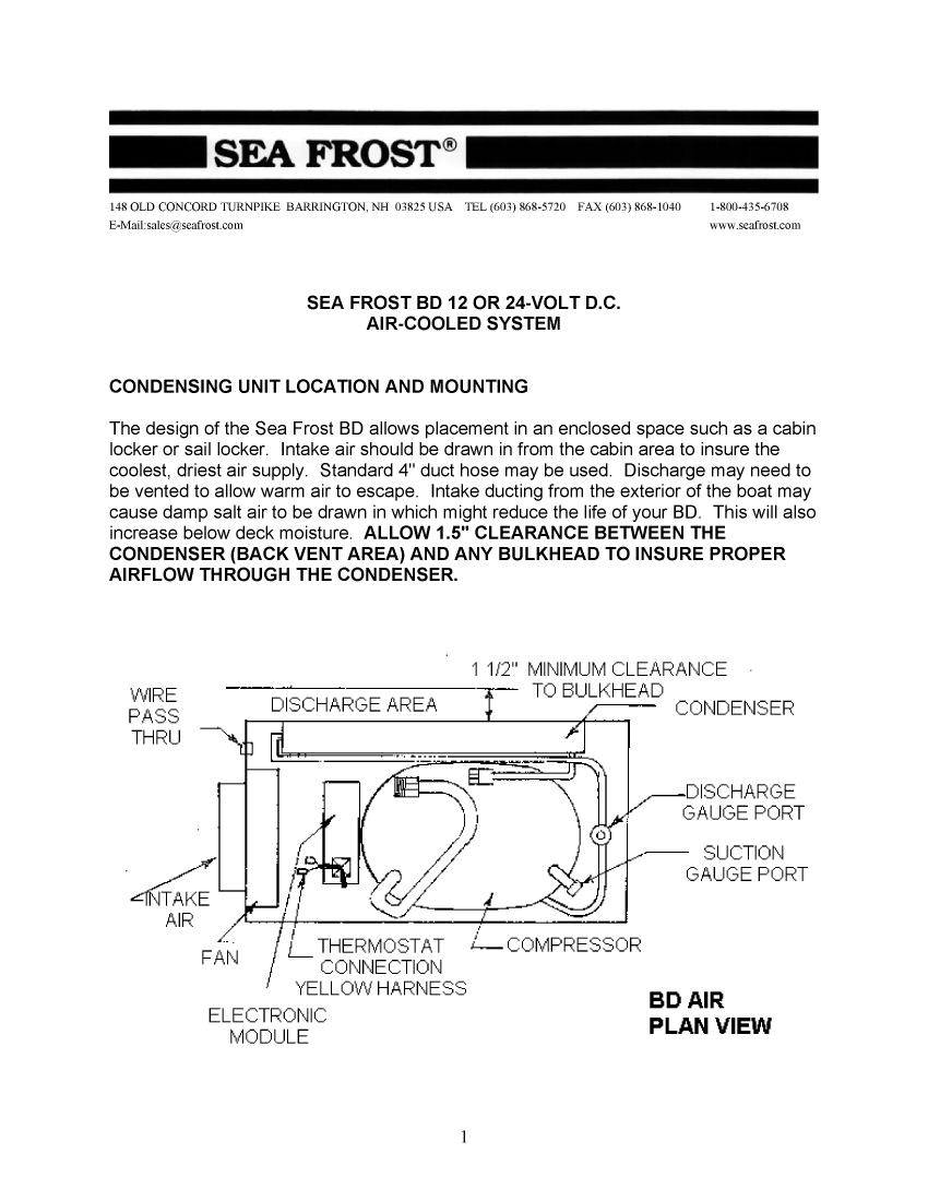  Seafrost Model Bd Refrigerator Air manual page 1
