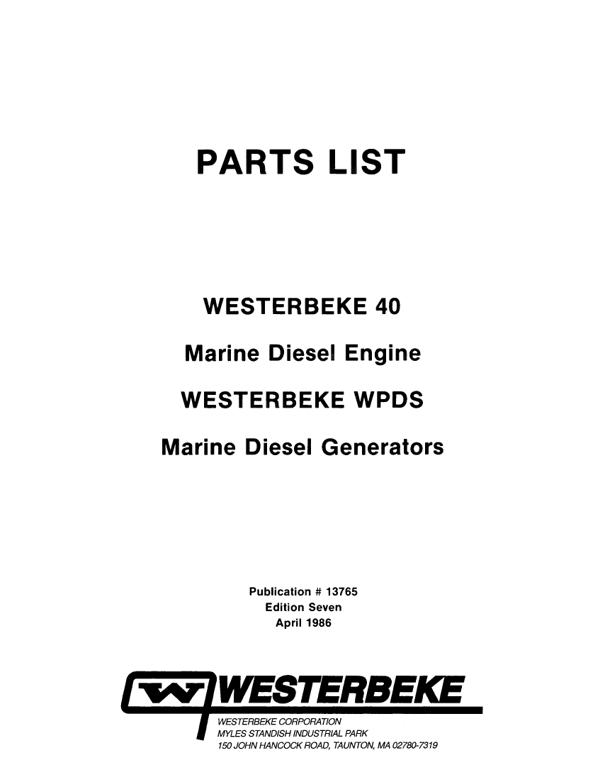  Westerbeke  Diesel 38b  Four  Technical  Manual manual page 1