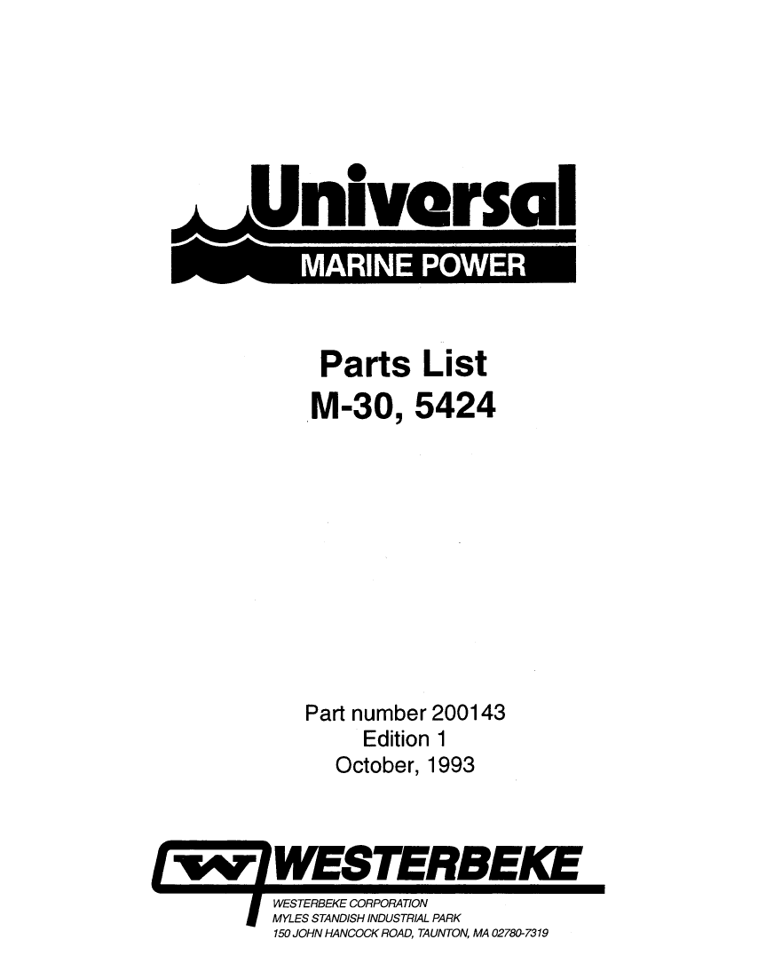  Universal  Diesel  M 30      Parts  Manual manual page 1