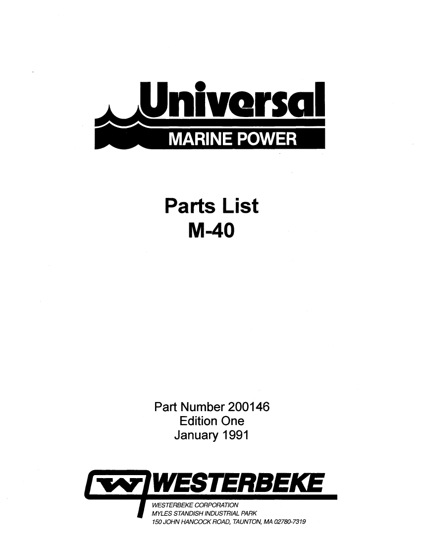  Universal  Diesel  M 40      Parts  Manual manual page 1