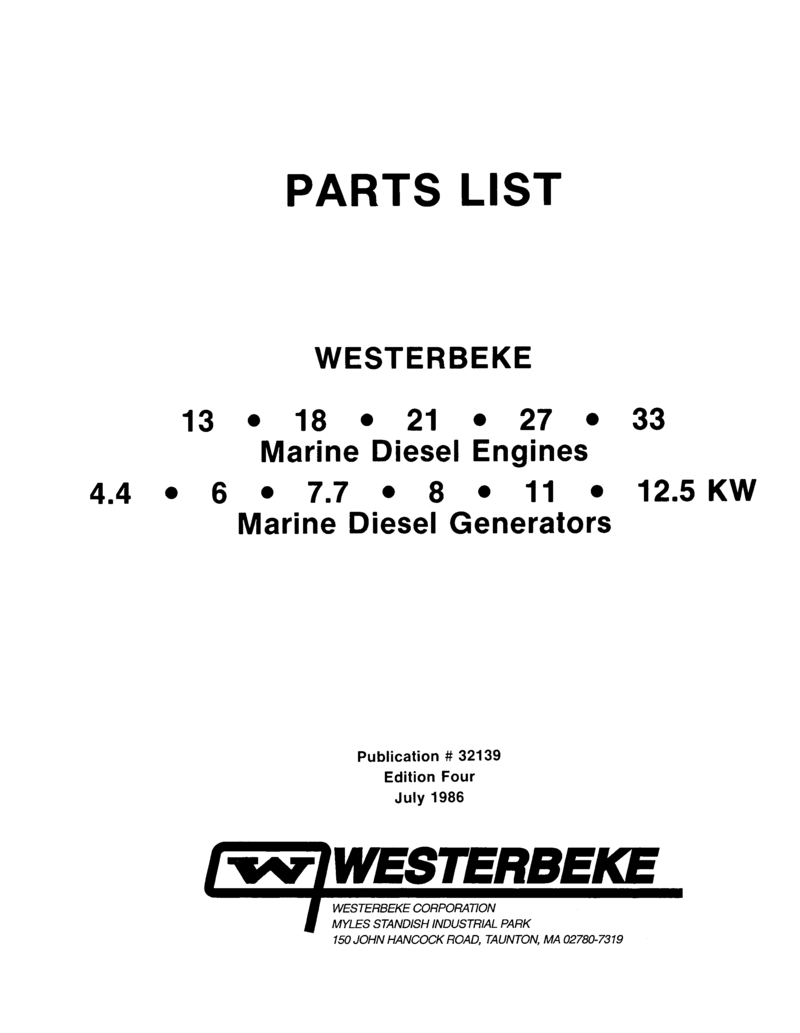 Westerbeke Sel W 27a Operator S Manual