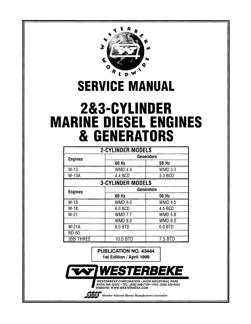  Westerbeke  Diesel W 21  Parts  Manual manual page 1