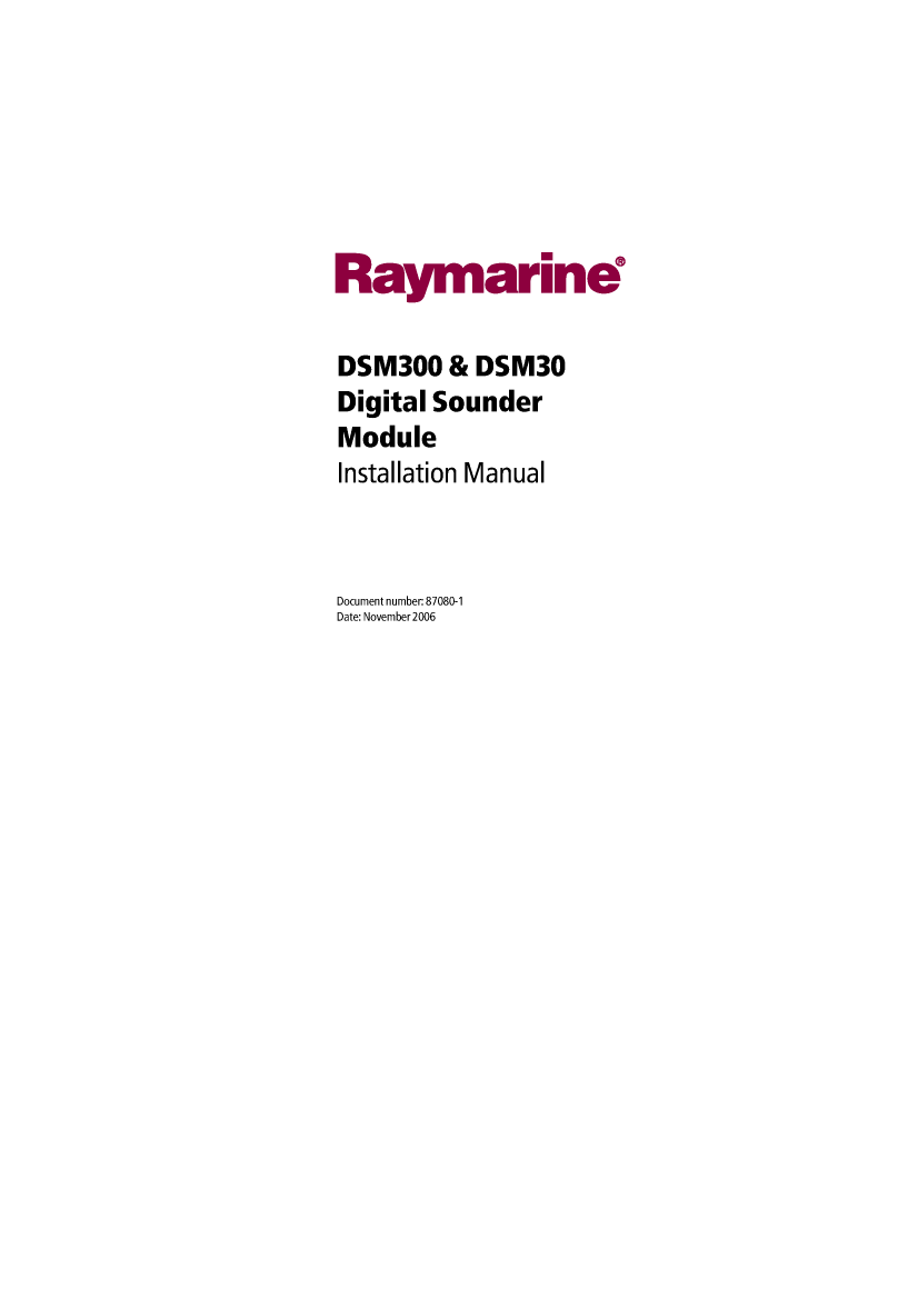  Raymarine Dsm30 And Dsm300  Installation  Instructions 87080 1 manual page 1