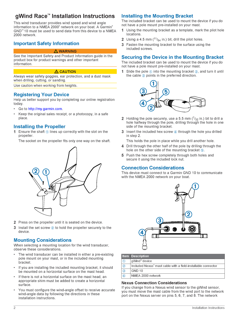   Nexus G Wind  Race  Install  Manual manual page 1