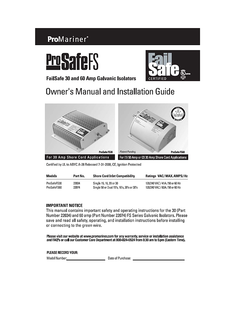   Pro Safe Fs30  Galvanic  Isolator manual page 1