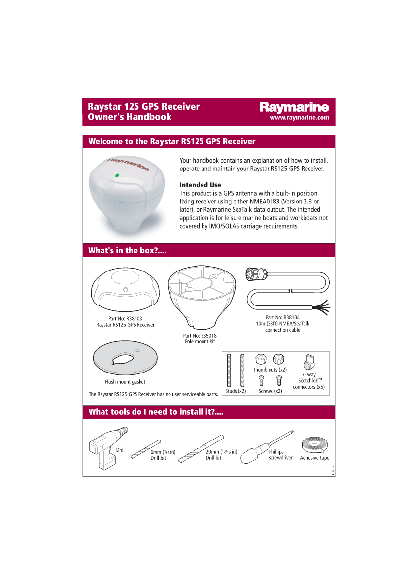   Raymarine Rs125 Gps  Installation Instructions 81247 4 En manual page 1