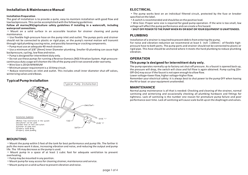   Seaflo 21  Series  Instructions  Refrigerator  Drain  Pump manual page 1