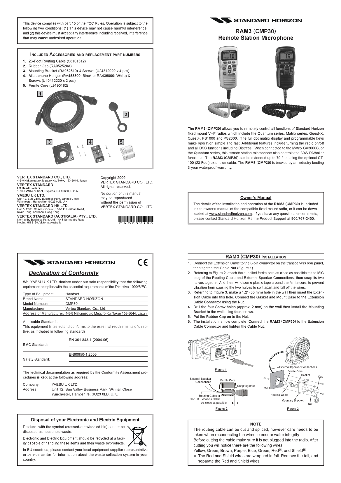   Standard  Horizon Cmp30  Remote  Manual 34507om manual page 2