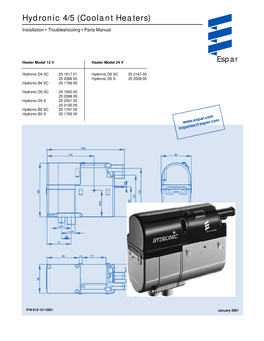  Eberspacher: Hydronic4 5   D4w D5w Description, Install, Maintenance, ��� manual page 1
