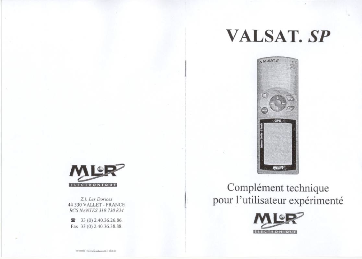 mlr:  Valsatsp   Mlr  Valsat Sp Handhelp Gps manual page 1