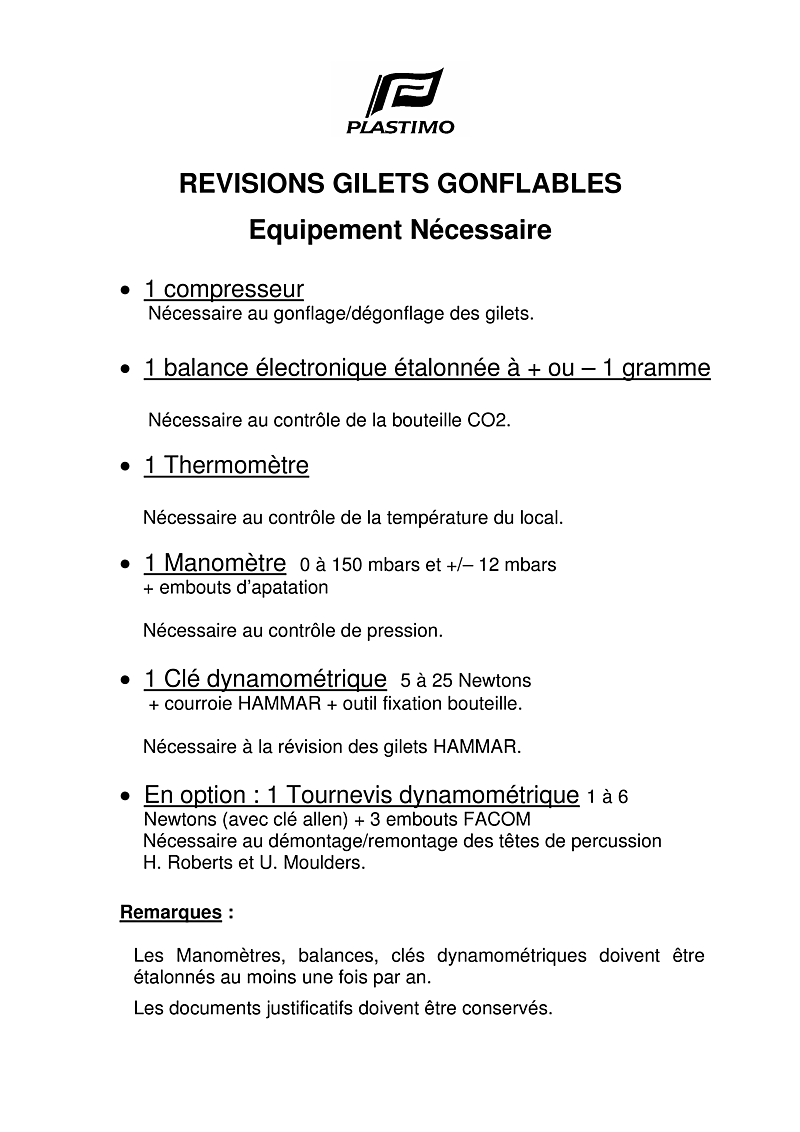  Plastimo: Lifejacket Inst(fr)   R������vision Et Entretien Des Gilets Gonflables  Plastimo manual page 3