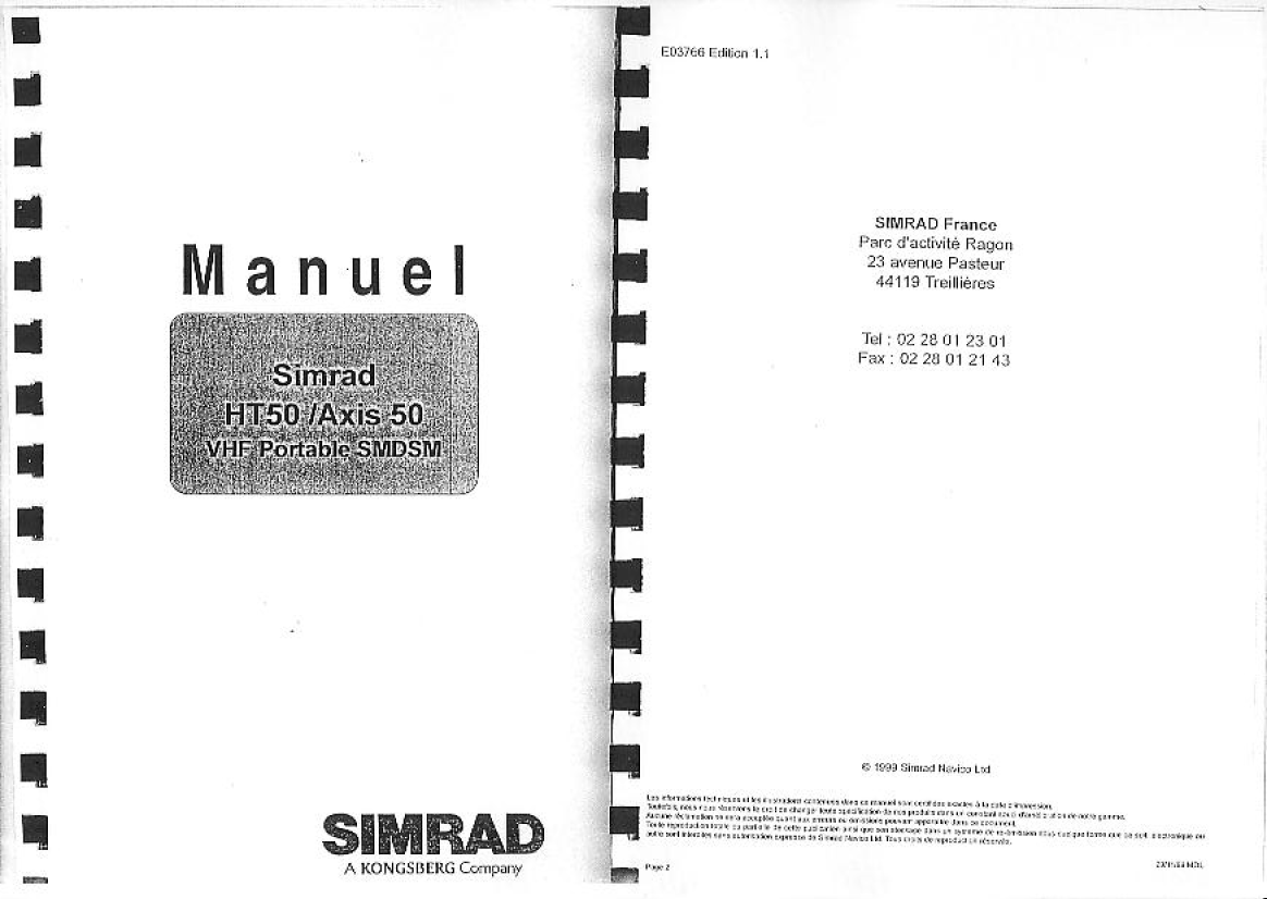 simrad: Ht50   Simrad Ht 50 Handheld Vhf  Unit manual page 1