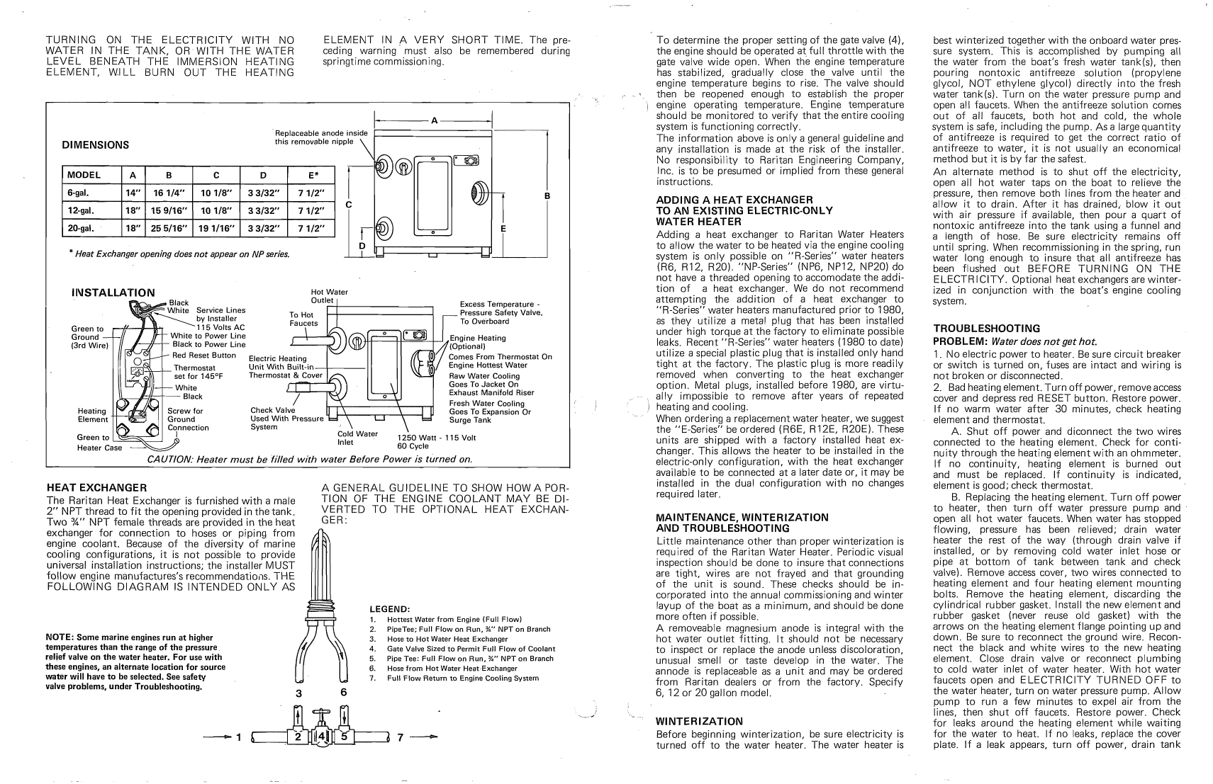   Raritan  Electric Water Heater manual page 3