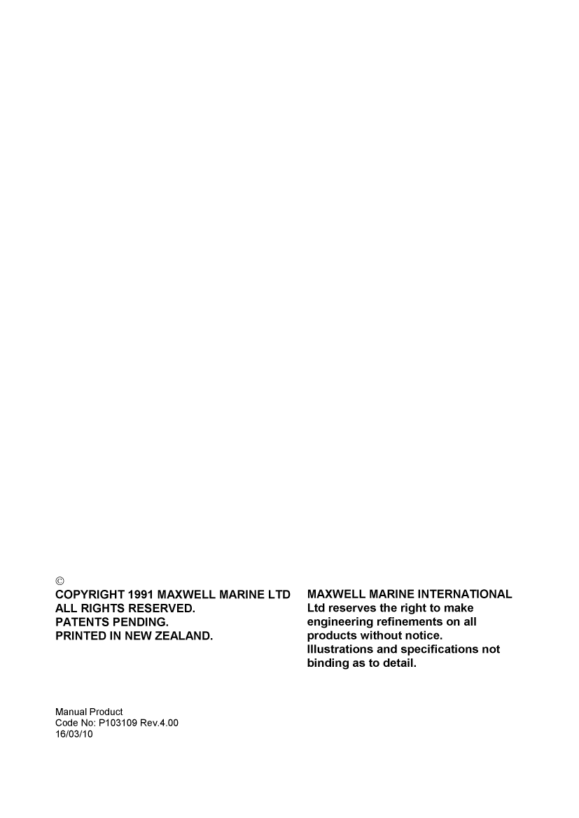 Maxwell Marine 1500 Hwc Windlass Manual