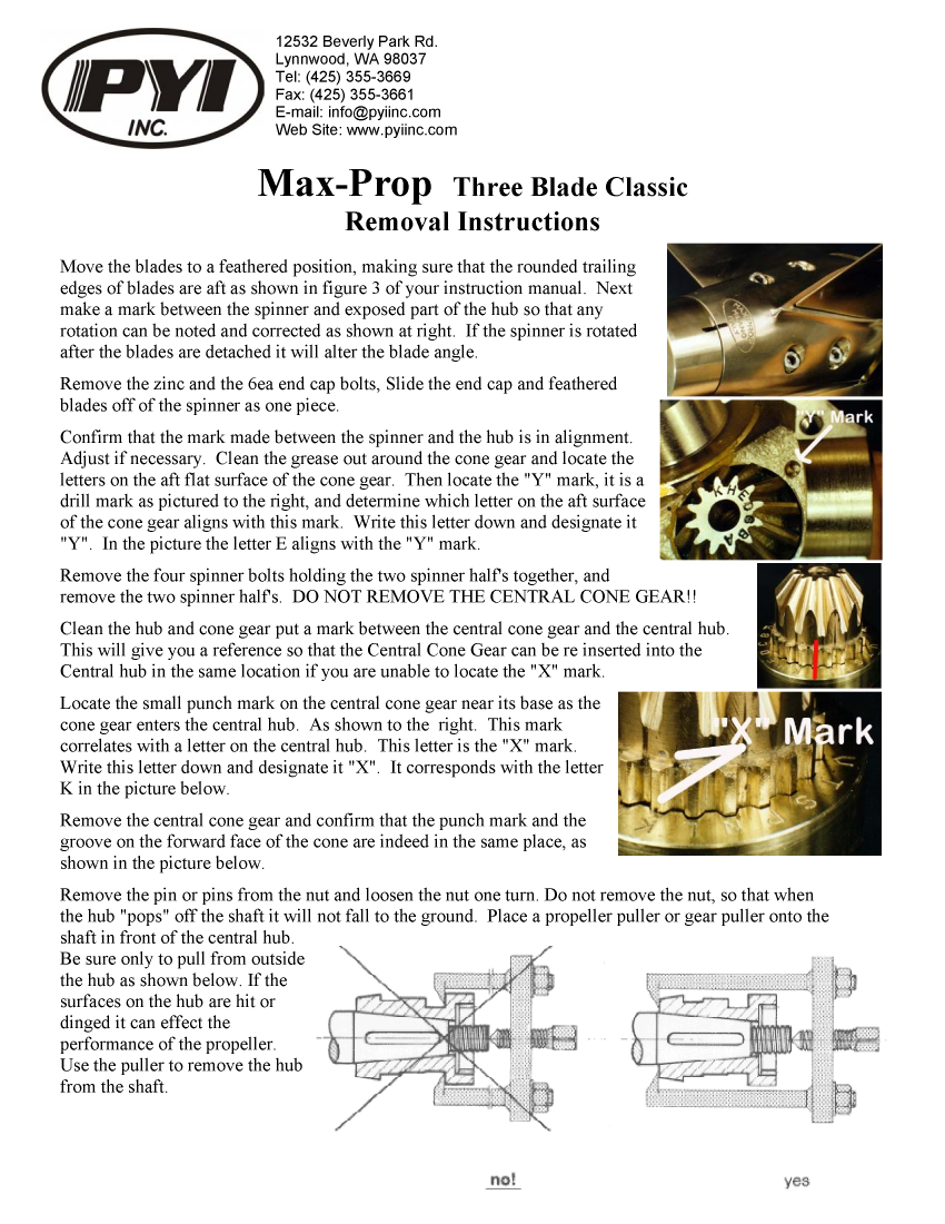  Pyi  Max  Prop 3b  Classic  Removal  Instructions manual page 1