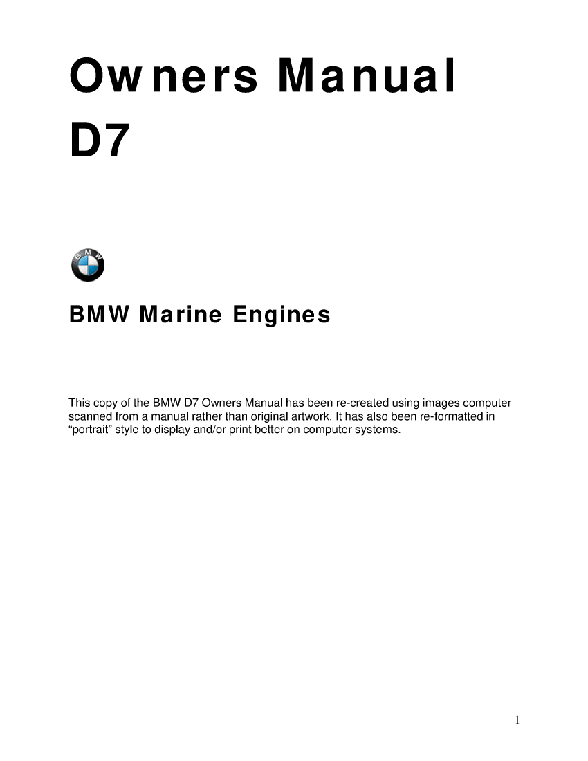  Bmw D7  Owners  Manual manual page 1