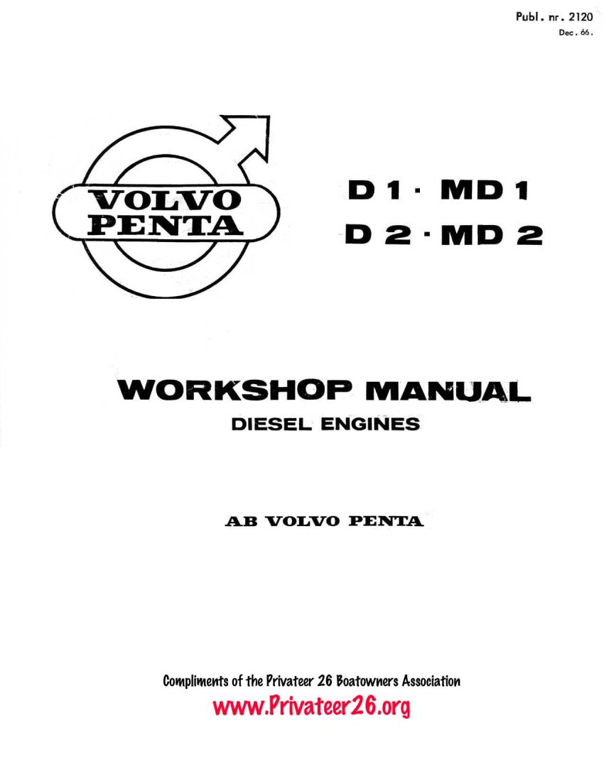  Volvo  Penta  Md1 D1  Md2 D2  Workshop  Manual manual page 1