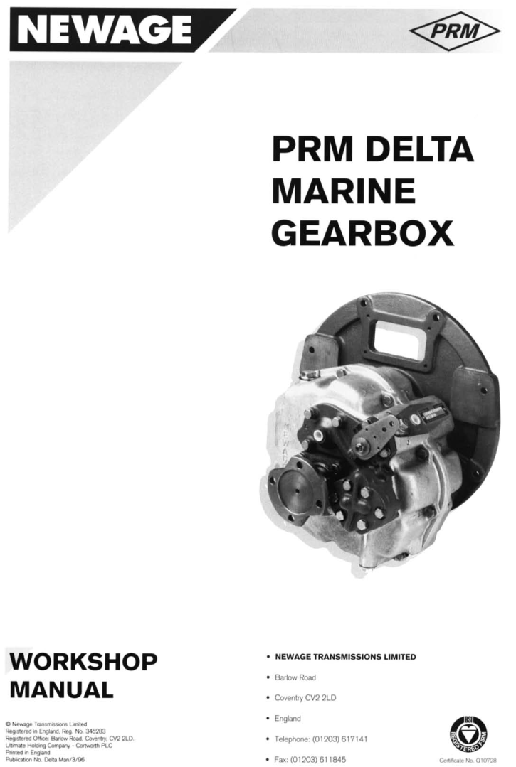  Newage  Prm  Delta  Marine  Gearbox  Workshop  Manual manual page 1