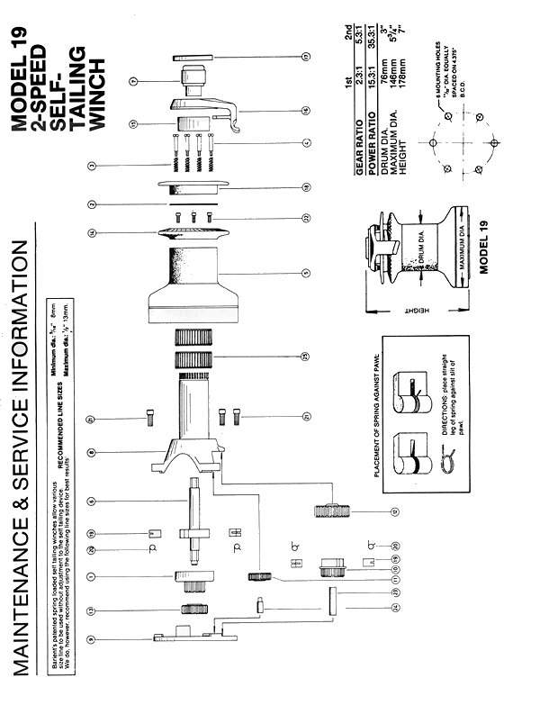 Winch Service Manual for Barient No. 19 - 2SP-ST